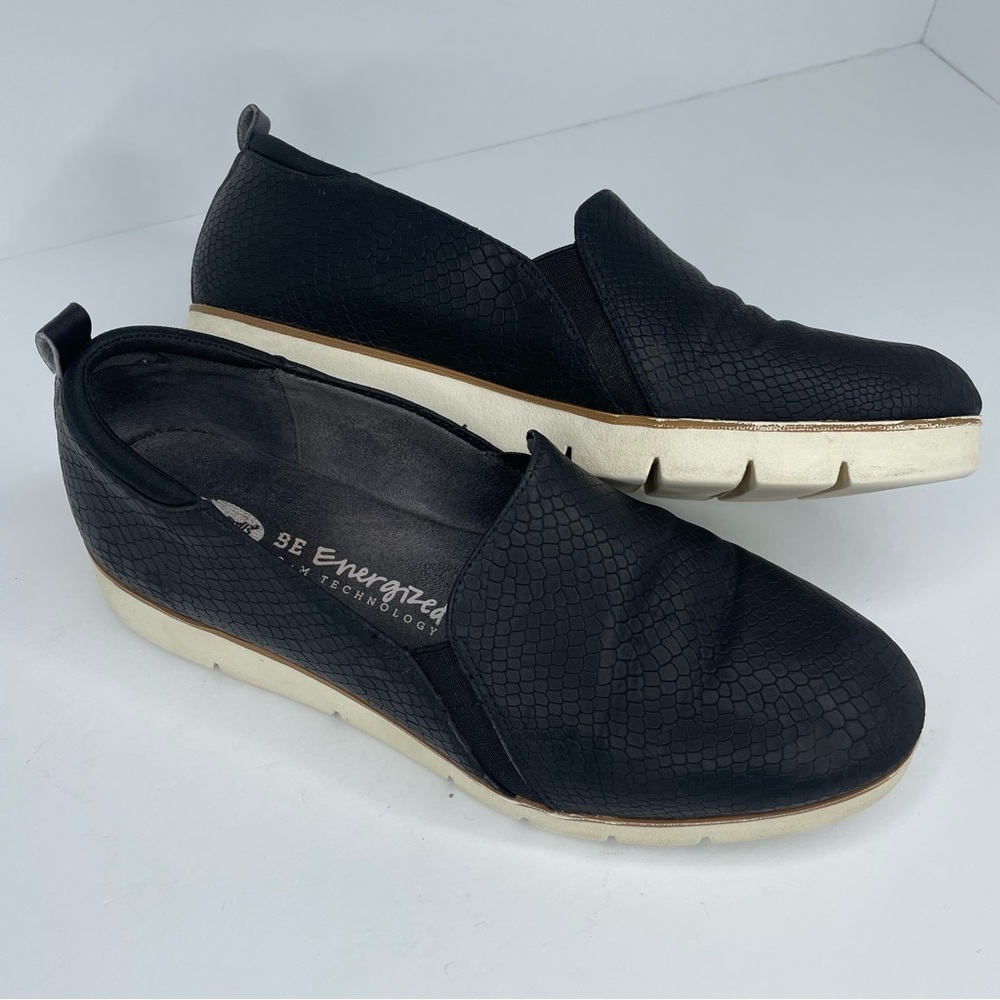 Dr. Scholls Be Energized Wesley Black Womens Size 8M Croc Embossed Comfort Foam